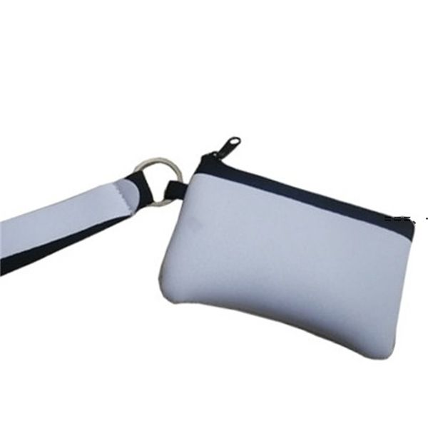 NOVITÀSublimazione bianca multifunzione festa zip ID custodia custodia da polso portafoglio portachiavi in neoprene portamonete porta carte di credito RRD12358