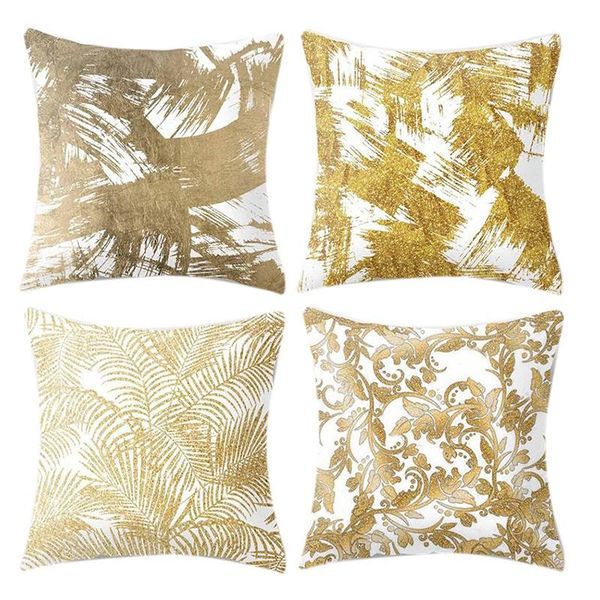

pillow case 4pcs golden abstract pattern cushion cover pillowcase home decorative sofa square bedroom car decor 45x45cm