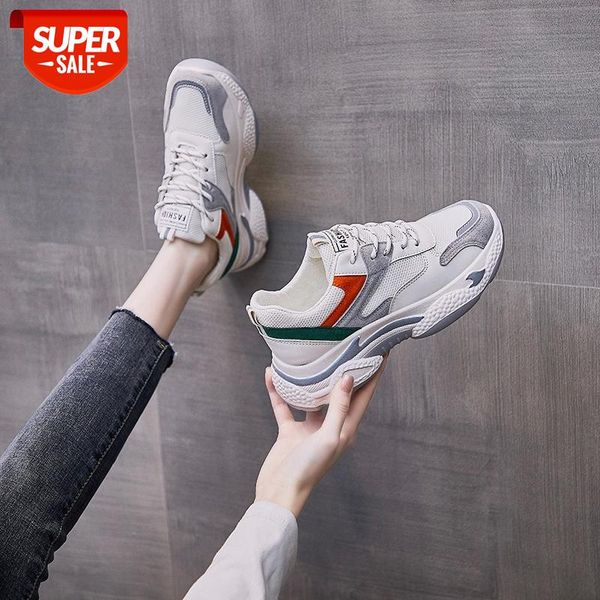 

chunky sneakers women 2021 fashion shoes woman comfortable breathable shoes white lace-up female mesh platform casual sneakers #ye94