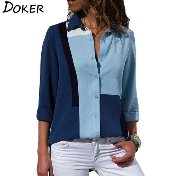 

fashion print women blouses long sleeve turn-down collar chiffon blouse shirt casual plus size elegant work 210604, White