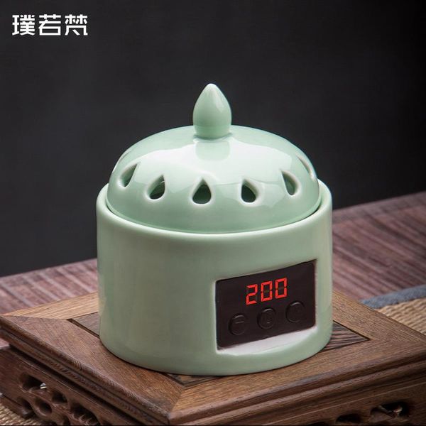 

fragrance lamps electric ceramic incense burners buddhist green portable mini burner room parfume porte encens home decoration mm60xxl