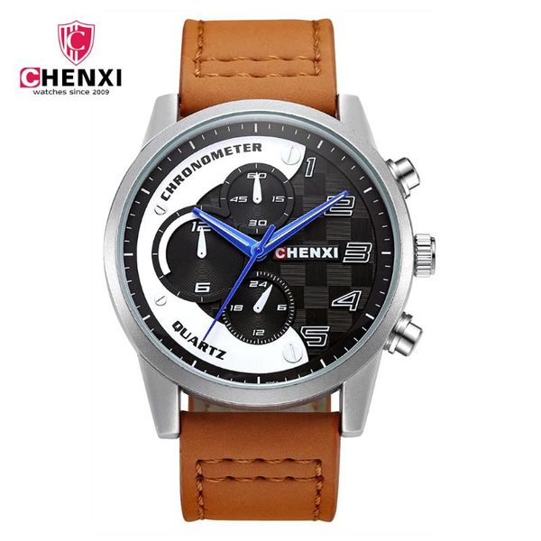 

wristwatches 2021 fashion unique casual men watches stylish waterproof silver brown genuine leather quartz student sport wrist 095, Slivery;brown