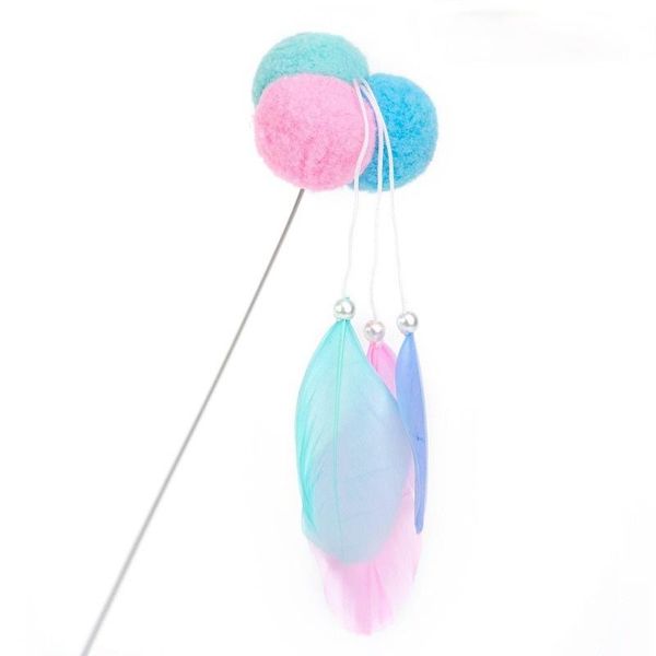 

cat toys pet tease stick cats color feathers big fluttering bar