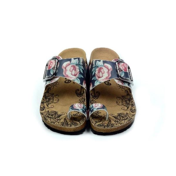 

calceo women ope toe flat slippers vegan artificial leather multicolor patterned summer 2021 new style sandals, Black