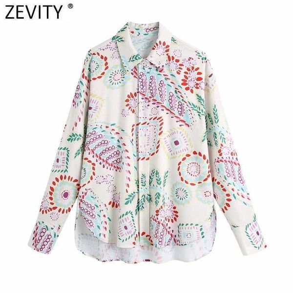 

women vintage color match print single breasted casual linen shirt blouse office lady long sleeve roupas chic blusas ls9236 210603, White