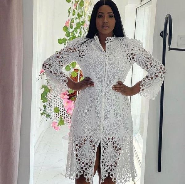 

casual dresses 2021 spring fashion women street style long dress sleeve lace single breasted lady mid, Black;gray