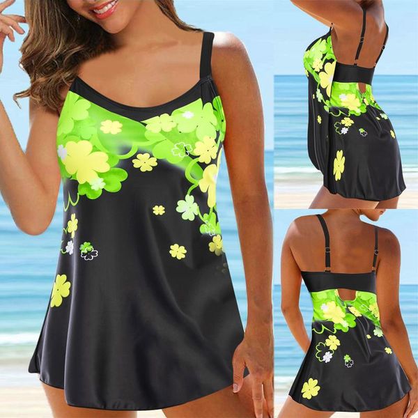 

women's swimwear women bikinis 2021 tankini large digital print spring beach resort split swimsuit set bikini bathing suit, White;black