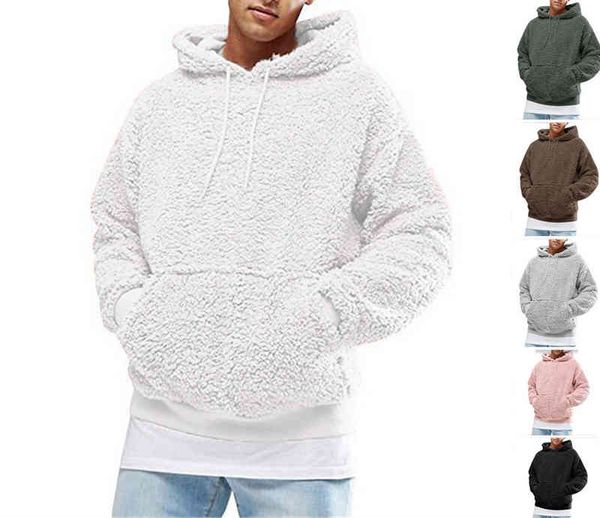 

men's new plush and hooded sweater in autumn winter, Blue;black