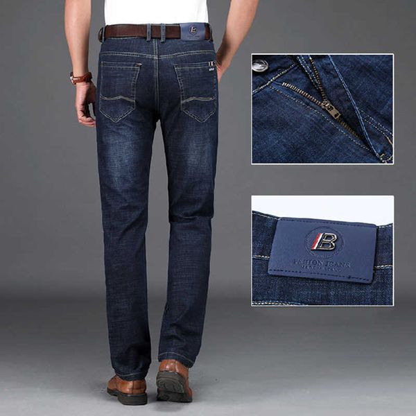 

men's jeans men business classic spring male regular straight stretch brand denim summer overalls slim fit trousers latw omru, Blue