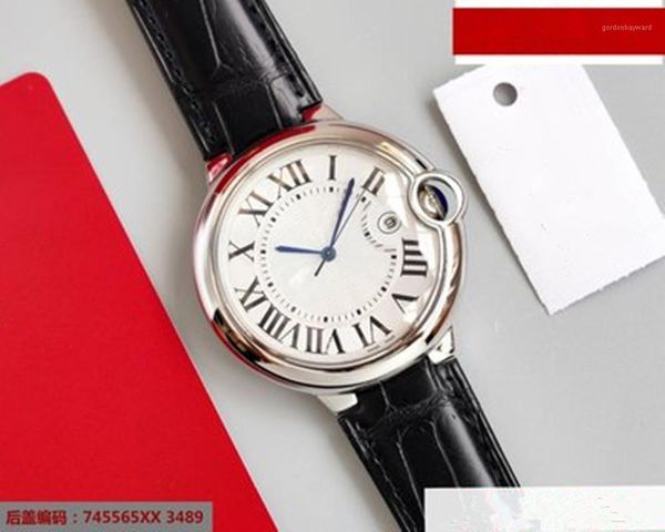 

wristwatches men's 42mm watch automatic mechanical movement sapphire leather wristband waterproof business fashion, Slivery;brown