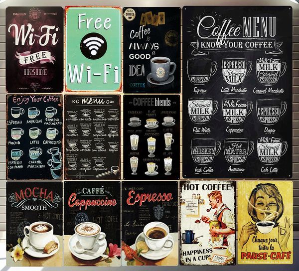 

2021 funny coffee menu poster shabby chic home bar cafe vintage wall decor metal tin signs pub kitchen retro decorative plate size 20x30cm