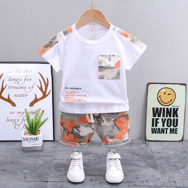 

summer children's casual new boys' short sleeve shorts t-shirt two piece set, White