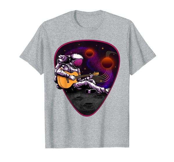 

astronaut playing guitar in space between planets musician t-shirt, White;black