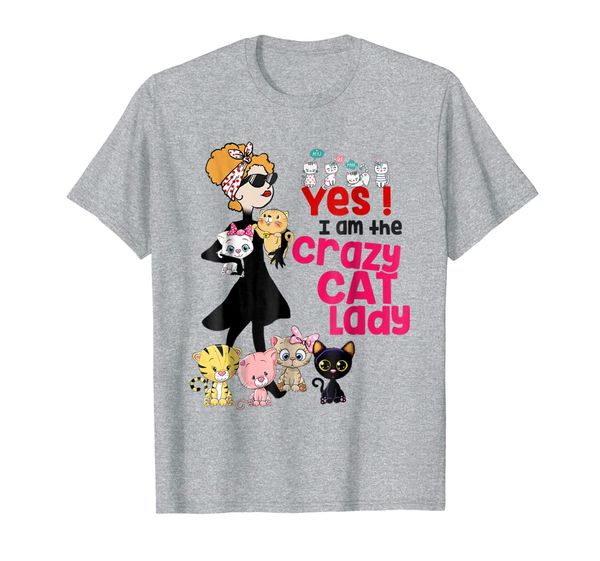 

yes i am the crazy cat lady - funny cat tshirt, White;black