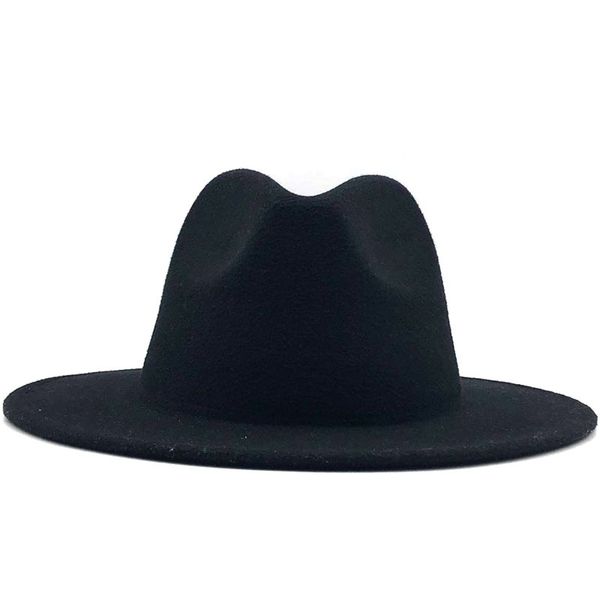 

flat brim wool felt fedora hats with belt red black patchwork jazz formal hat panama cap trilby chapeau for men women a6, Blue;gray