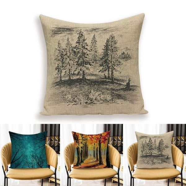 

cushion/decorative pillow landscape case country style rings tree pillowcases chair sofa linen home decoration lumbar cushion cover 45cm x