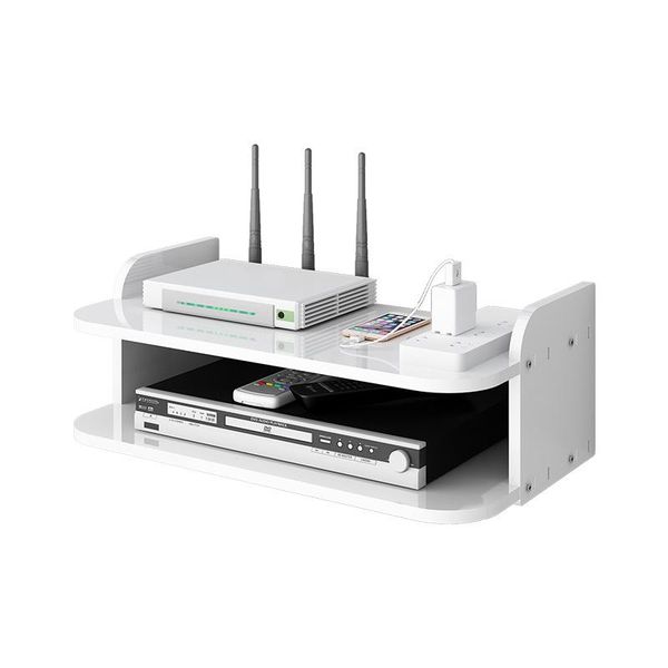 

hooks & rails storage holders racks floating shelf for tv components metal wall mounted media console 2/3tier cable boxes/routers/remotes