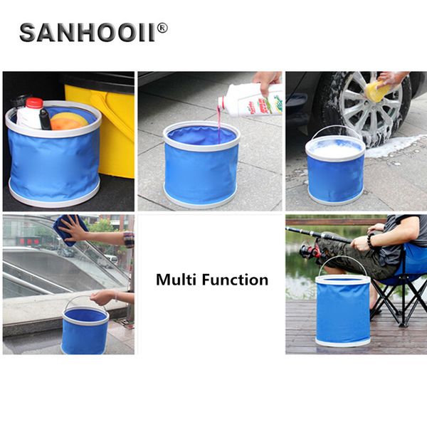 

gadgets oxford cloth portable round fish bucket tackle box water container pail for fishing camping travel gardening zm56