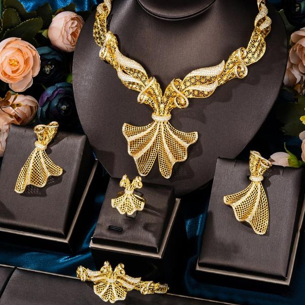 

earrings & necklace soramoore boho luxury gorgeous big bow pendant jewelry set super for women ladies girl gift high quality, Silver