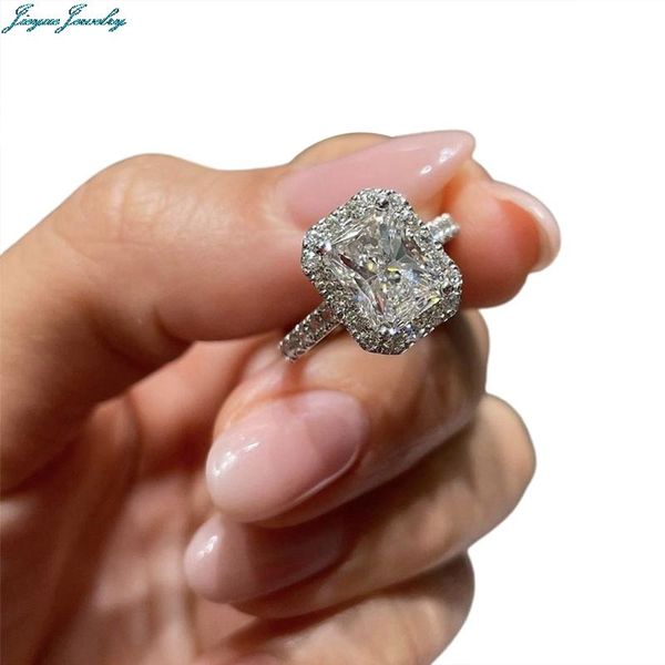 

wedding rings elegant silver color rhinestone crystal ring for women engagement big square zircon finger jewelry, Slivery;golden