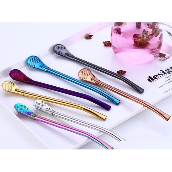 

304 eco-friendly stainless steel stirrer spoon straws multicolour stainless steel spoon drinking tea mate straw gou jllcxn ladyshome