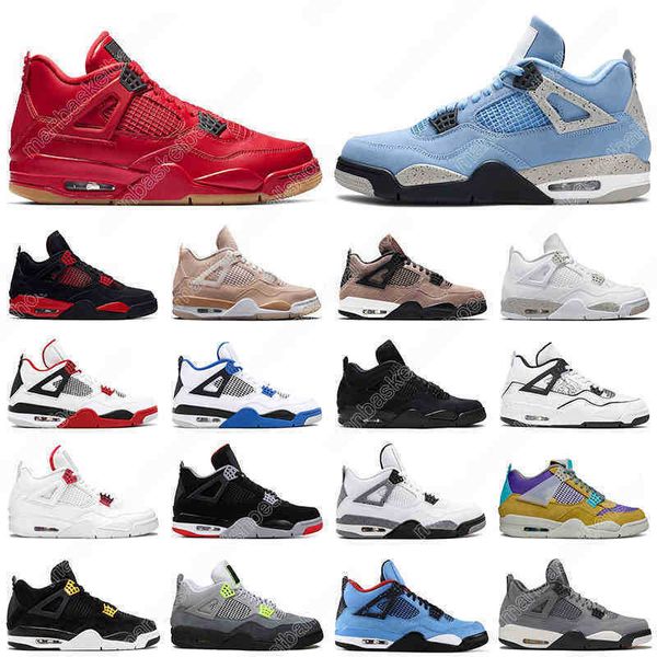 

2022 4s basketball shoes 4 shimmer white oreo university blue taupe haze black cat metallic pack cement womens mens