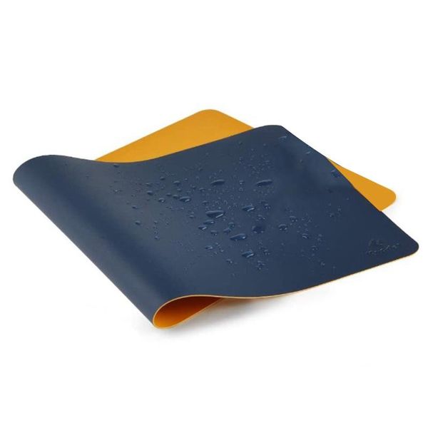 

mouse pads & wrist rests deskmat, 40cm x 80cm pu leather office table computer mat for office, double-sided (dark blue and yellow)