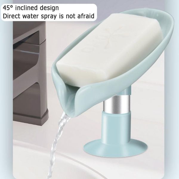 

soap dishes leaf-shape dish holder perforated standing suction cup drain rack toilet box case bathroom accessories