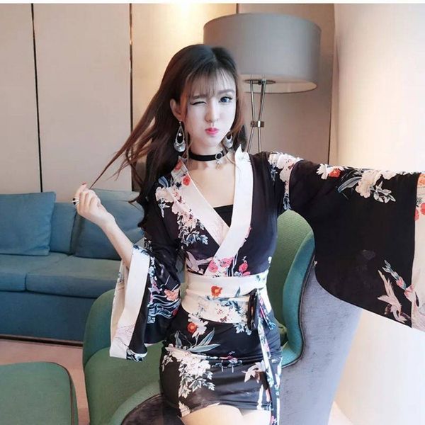 

sexyy sakura kimono chiffon print lovely japanese uniform robe floral bathrobe cosplay roleplay costumes sexyy lingerie nightwear