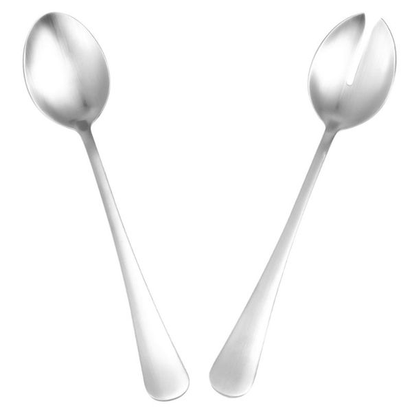 

2pcs salad stainless steel fork spoon western dish tableware (silver)