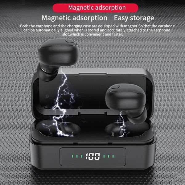 

bluetooth earphone tws 5.0 wireless earbuds waterproof sports headset wireless earphone in ear charging box led power display