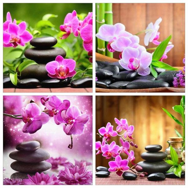 

diamond painting huacan 5d orchid full square&round embroidery mosaic flower art arrival home decor