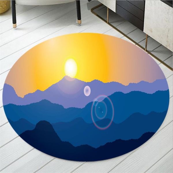 

carpets area rugs anti slip bath 3d sunset mountain sun print doormats coffee table round mats kids bedroom carpet modern decor