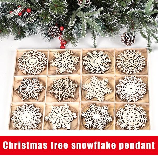 Рождественские украшения набор из 24 дерева подвеска деревянные снежинки висит метки незаконченный орнамент зимний дом декор для DIY MDJ998