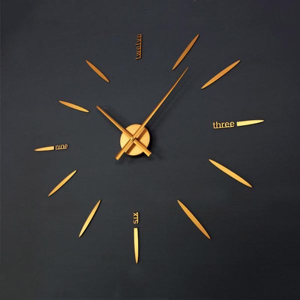 

wall clocks diy clock modern art design for living room needle acrylic metal quartz 3d stickers watch home decor 20 inch