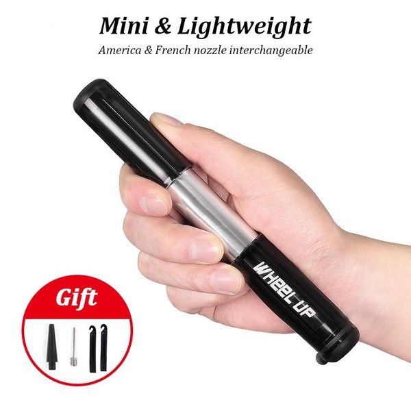 

bike pumps wheel up mini bicycle pump 6063 portable tire inflator ball inflatable tube cycling 105g