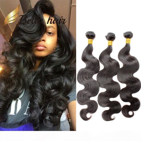 

bella hair 10-24 inch brazilian hair weave 3pcs lot human hair weft natural color 9a grade hair extensions julienchina ing, Black