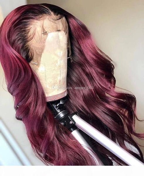 

ombre human hair full lace wig loose wavy burgundy two tone 1b 99j glueless lace front full lace wigs ombre hair wig, Black;brown