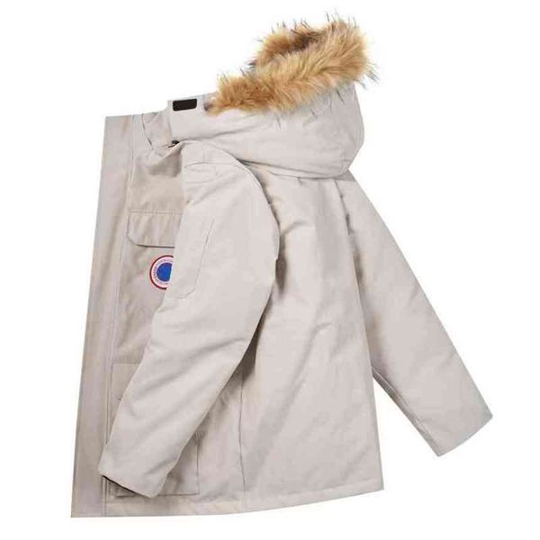 

winter canadian goode map table down jacket men's and women's couple large thickened big parker gooses work coat enlarged raccoon, Black