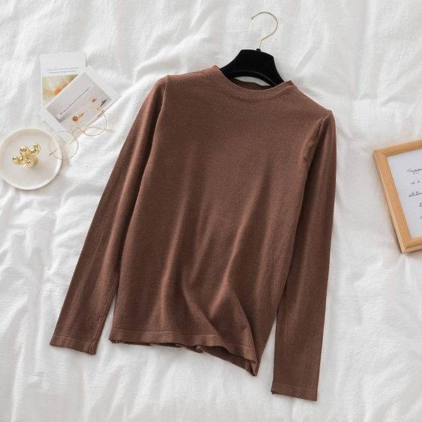 

solid gray/brown/purple sweater autumn round neck long sleeve casual knitted pullovers female new fashion slim knit shirts 2021, White;black
