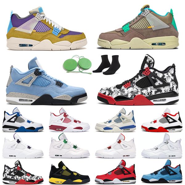 

4 tattoo men women basketball shoes 4s university blue black cat white oreo sail outdoor mens trainer
