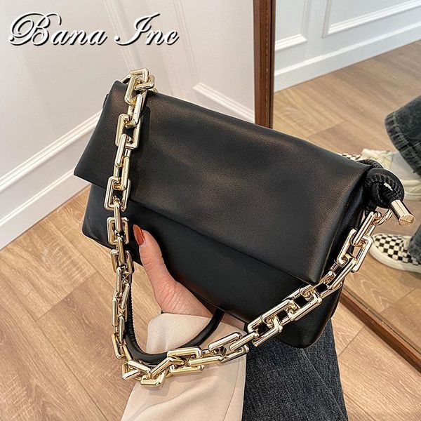 

evening bags thick chain shoulder for women soft leather handbags fashion crossbody bag solid color frame classic clutches
