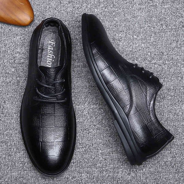 

dress shoes golden sapling classic formal men genuine leather casual business oxfords fashion leisure flats businessman derby gan6, Black