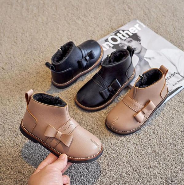 

children short boots kids girls boots casual autumn winter pu leather school boys shoes fashion in snow 2021 new, Black;grey