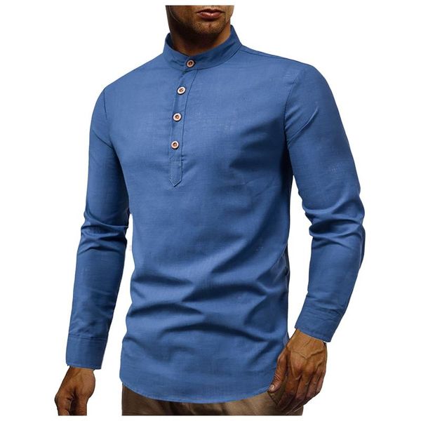 

men's casual shirts men cotton linen solid shirt stand-up collar long-sleeved button slim 100%, White;black