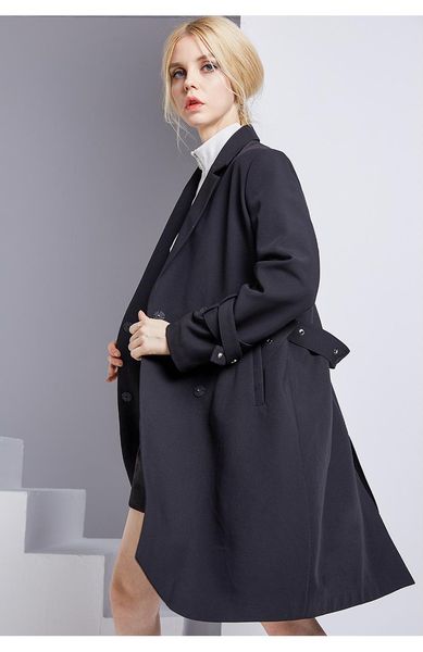 

women's trench coats 85421quality 2021 autumn high fashion brand woman classic double breasted coat waterproof raincoat business outerw, Tan;black