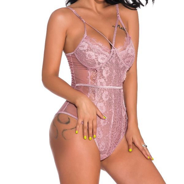 

ladies folds perspective mesh sling lingerie lace tights teddy babydoll, Red;black