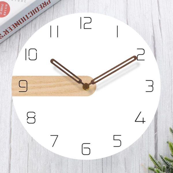 

wall clocks simple carved clock fashion acrylic wood grain ultra-thin hanging delicate timer for home (white without batteri