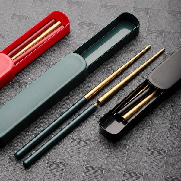 

chopsticks 304 stainless steel anti slip and scald household business trip screw detachable gold plated
