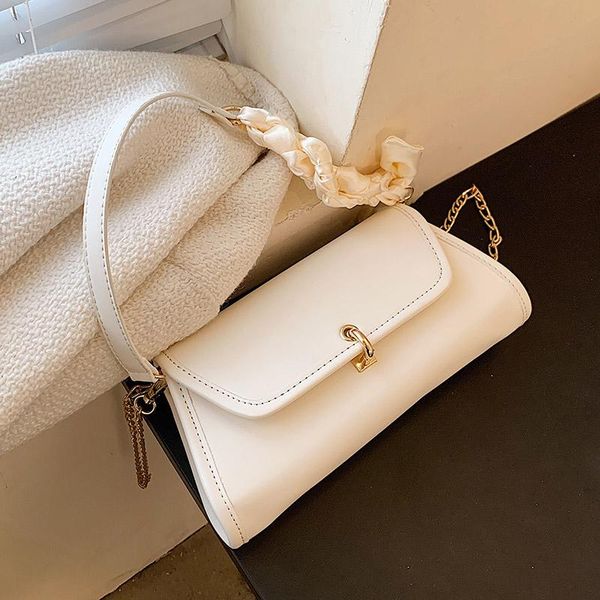 

evening bags cute ribbon solid color small pu leather baguette shoulder crossbody for women 2021 summer chain simple handbags